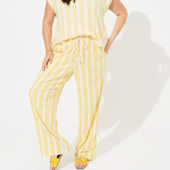 Torrid | Yellow Striped Drawstring Lounge Pants Size 3R - Picture 1 of 9